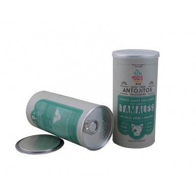 Food Grade Pet Food Packaging Round Paper Cans Easy Open End Design Tube Box Dog Food Canister