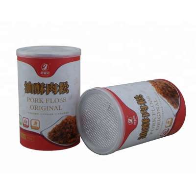 Fish Floss Packaging Cans Food Grade AL Foil Easy Peel Off Design Composite Paper Tube